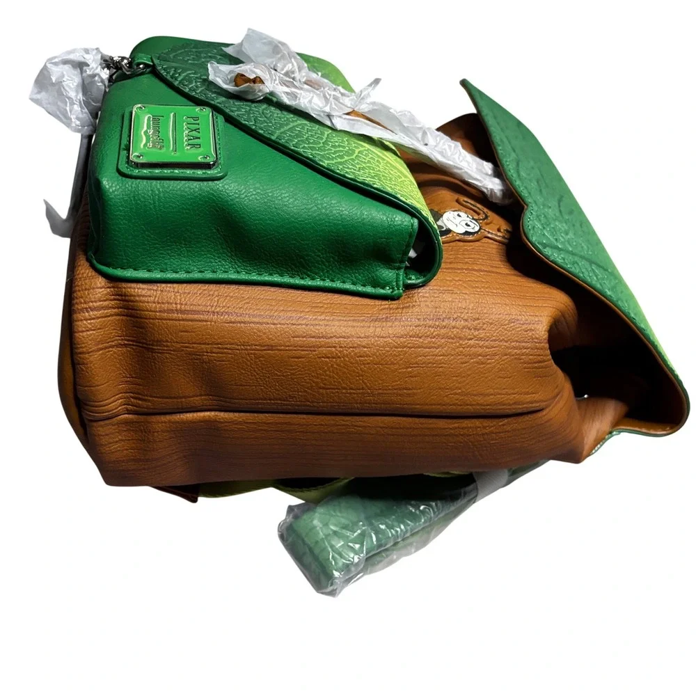 Loungefly Disney Pixar A Bugs Life Flik Leaf Mini Backpack Brown Green NWT